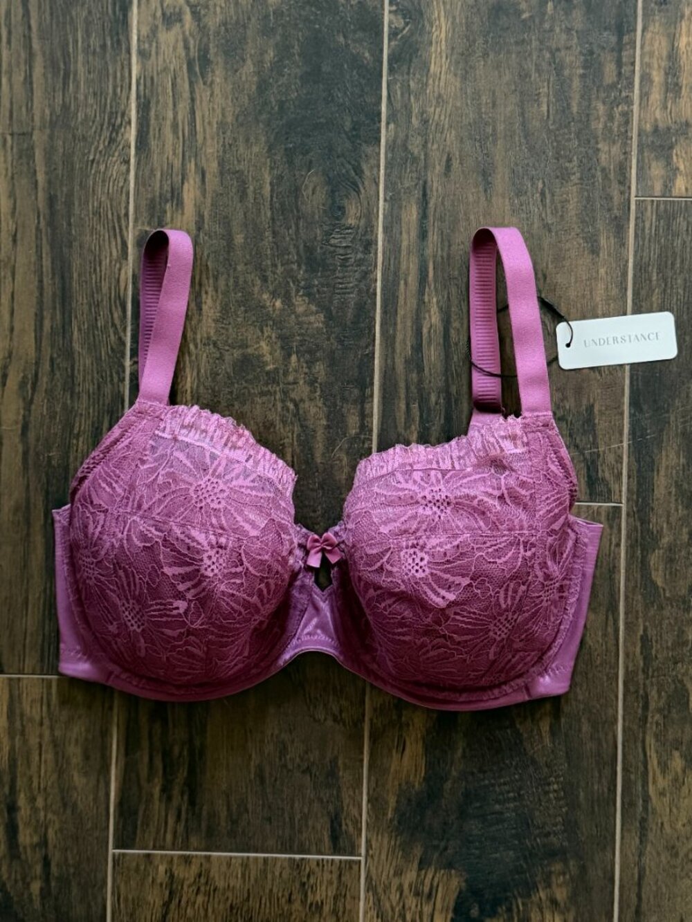 NWT Understance Unlined Lace Underwire Bra Dusty Berry 34G